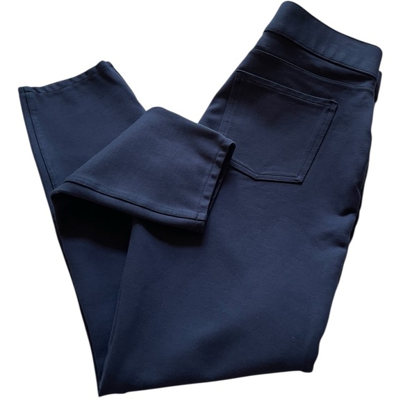 💥SALE💥SPANX PERFECT NAVY PONTE KNIT ANKLE PANT SZ L EUC - Picture 2 of 8